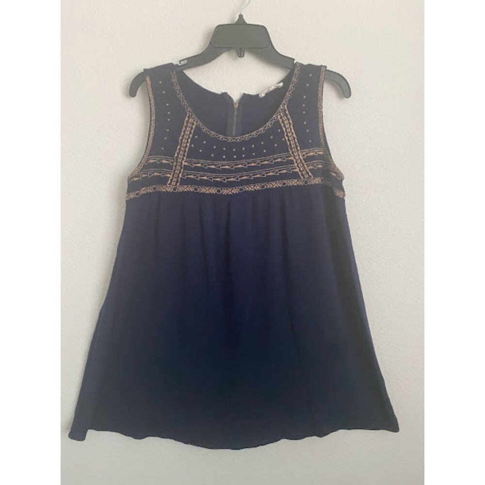 Altar’d State Embroidered Sleeveless Swing Blue Boho Dress XL
